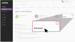 Student profile in Xello, open to the About student tab. Next to the Learning Styles assessment results, the cursor clicked the three-dot menu and is clicking Past results.